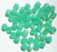 50 6mm Faceted Milky Jadeite Opal Beads